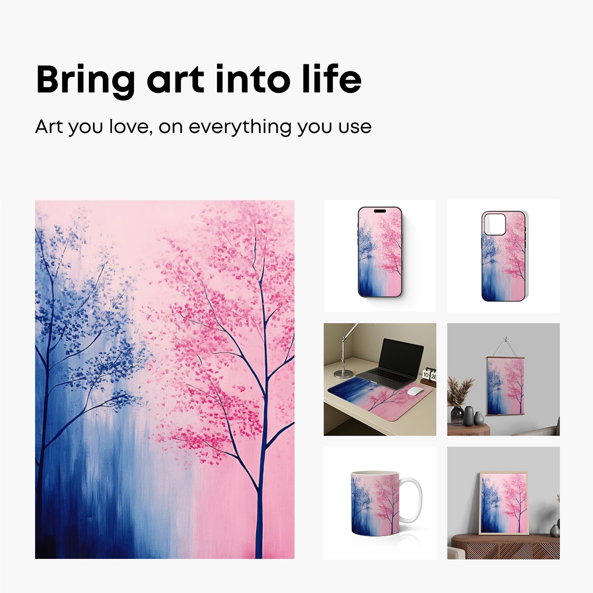 Dichromatic Trees: Blue and Pink Harmony - Image 2