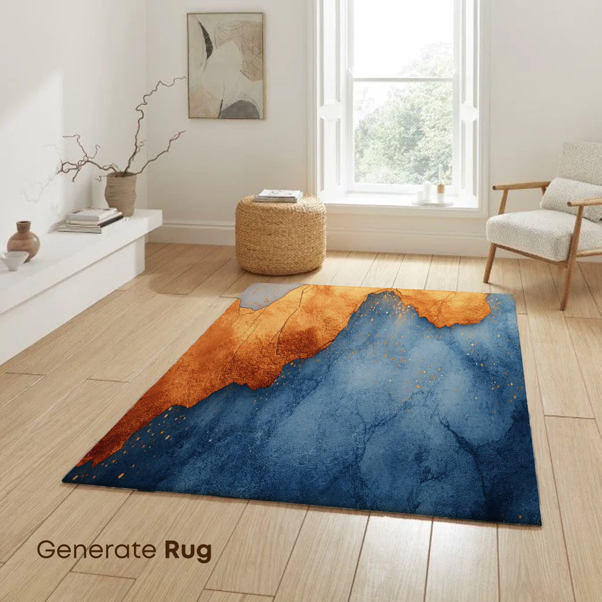 Fractured Dawn: Gold and Indigo Abstract Fusion - Image 6