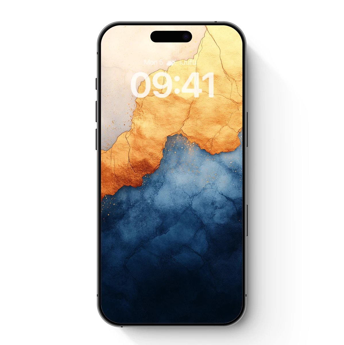 Fractured Dawn: Gold and Indigo Abstract Fusion