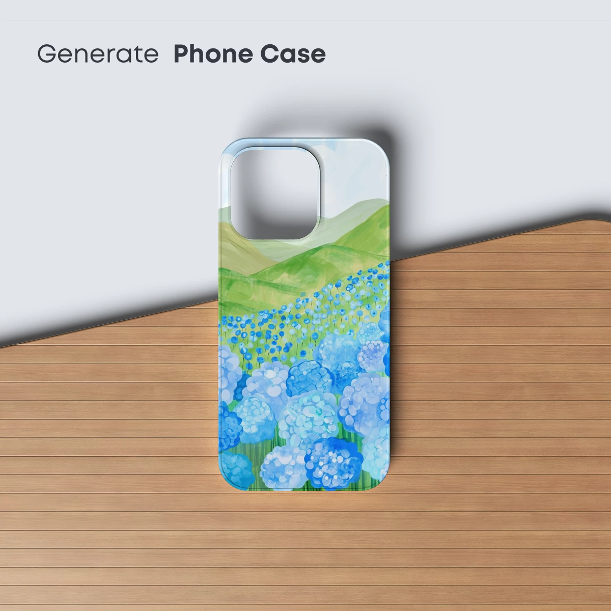 Blue Hydrangea Haven: A Watercolor Landscape Symphony - Image 3