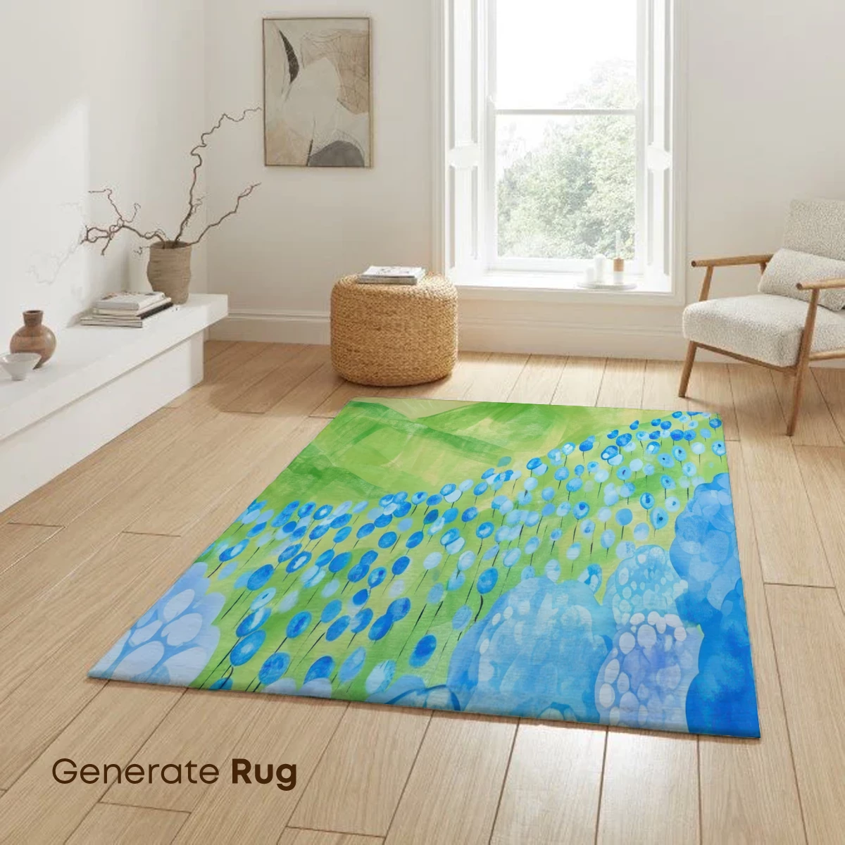 Blue Hydrangea Haven: A Watercolor Landscape Symphony - Image 6