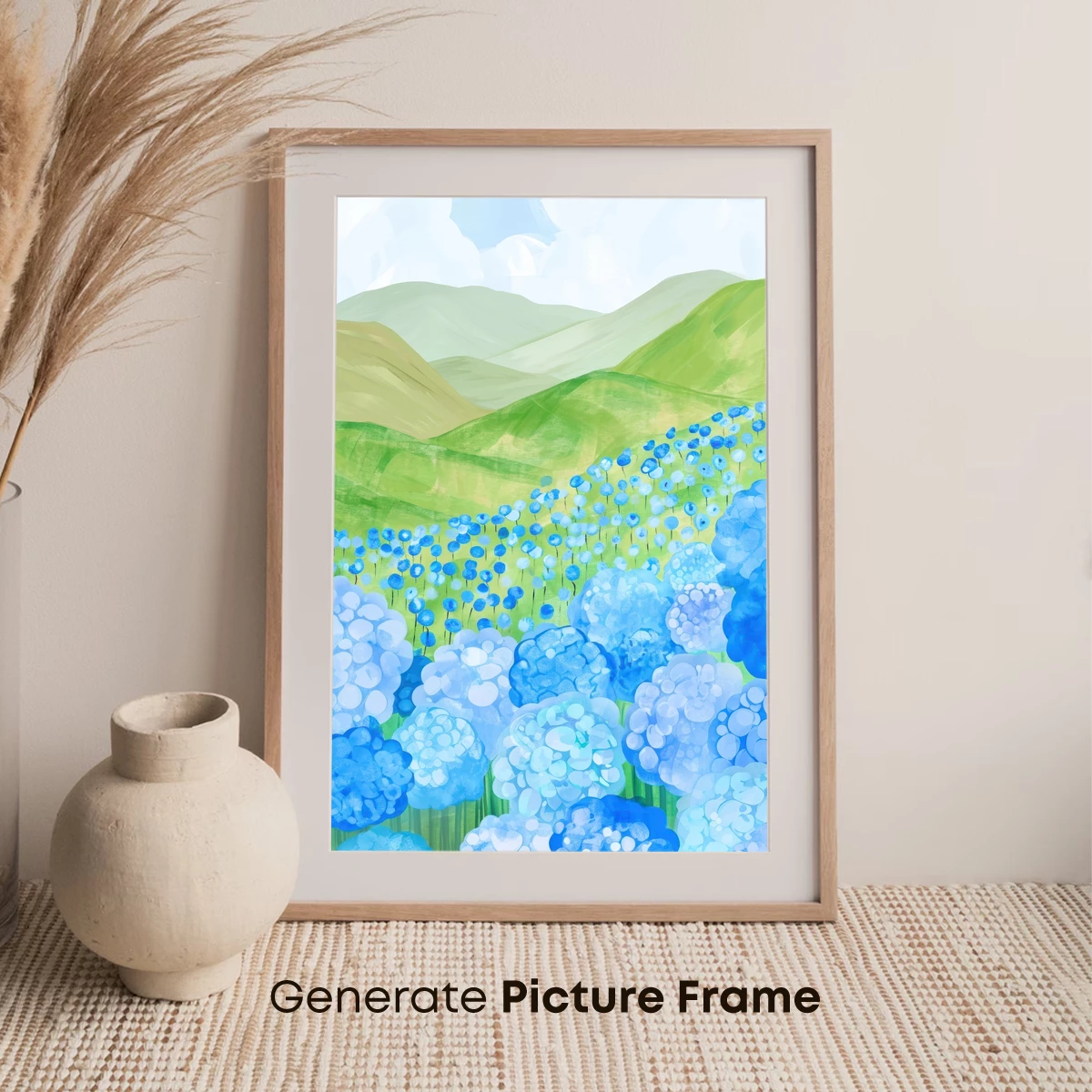 Blue Hydrangea Haven: A Watercolor Landscape Symphony - Image 7