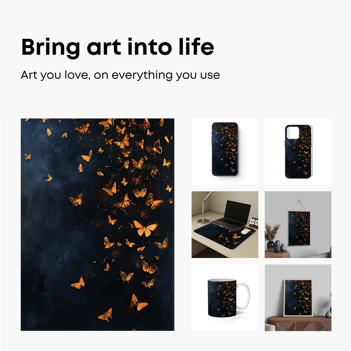 Golden Butterflies in Midnight Sky - Image 2