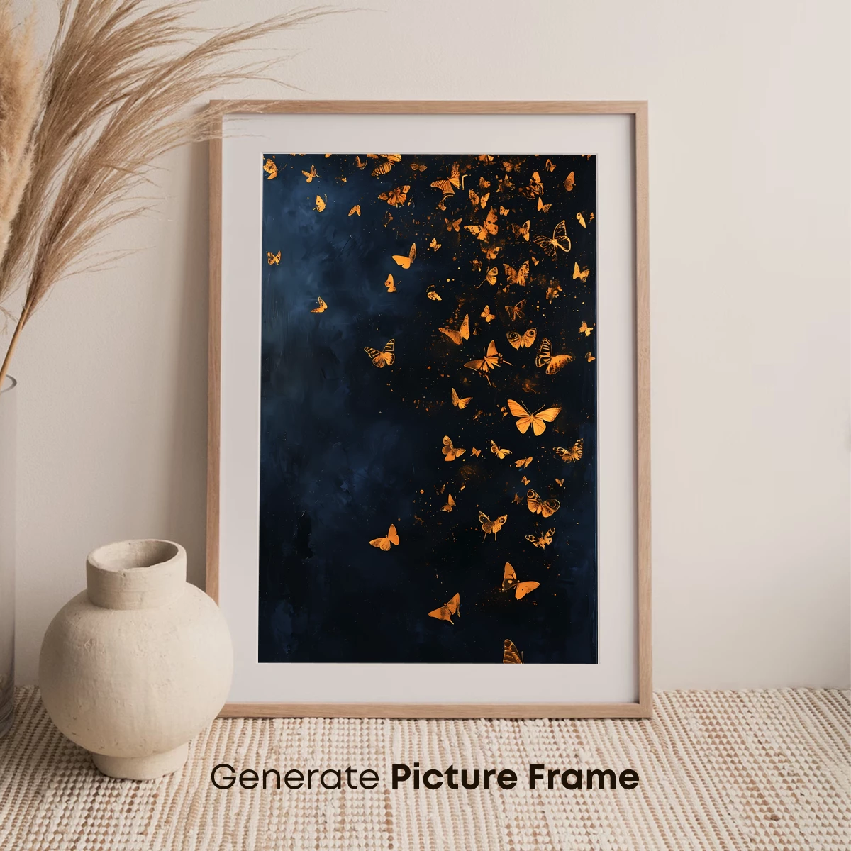 Golden Butterflies in Midnight Sky - Image 7