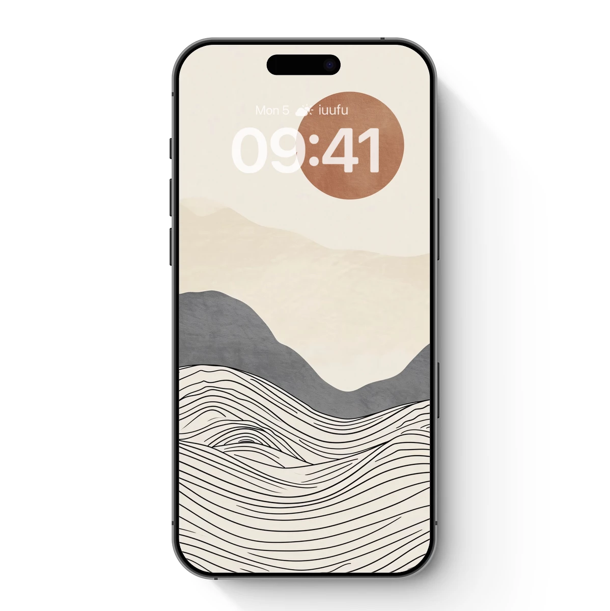 Abstract Sunset Over Wavy Lines