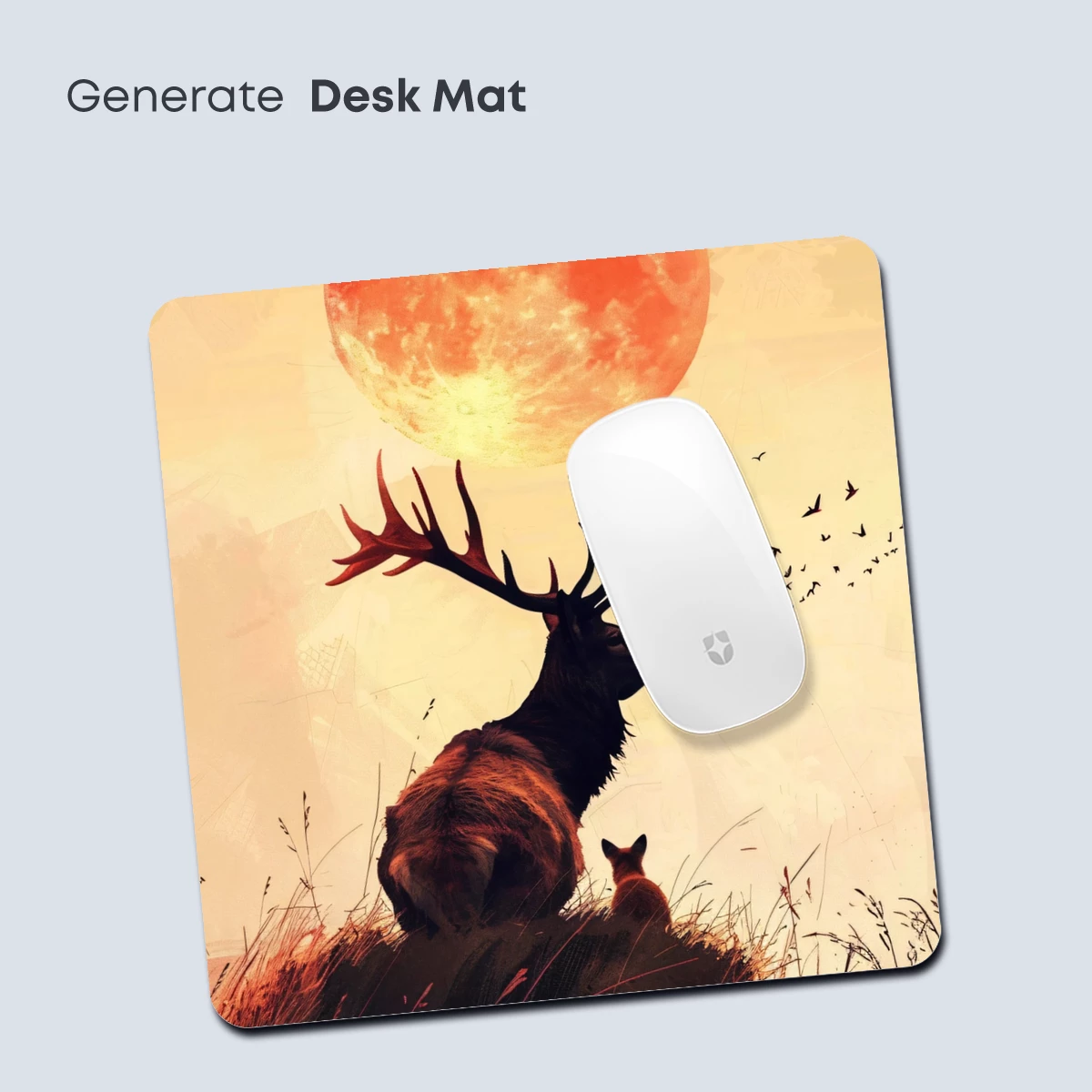 Deer Under the Crimson Moon: A Surreal Sunset Symphony - Image 4