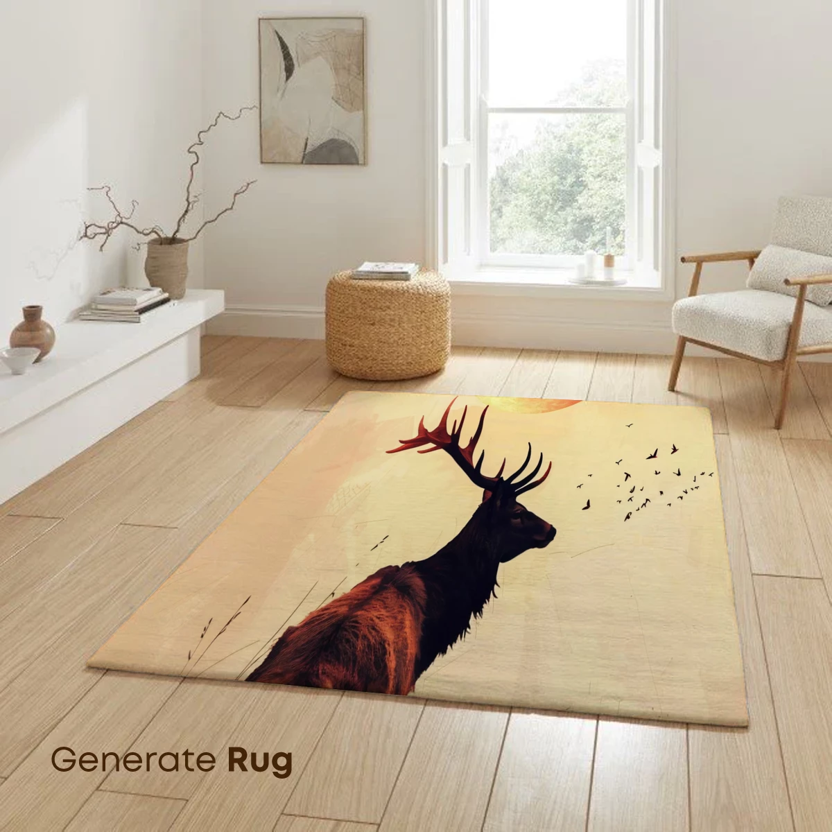 Deer Under the Crimson Moon: A Surreal Sunset Symphony - Image 6