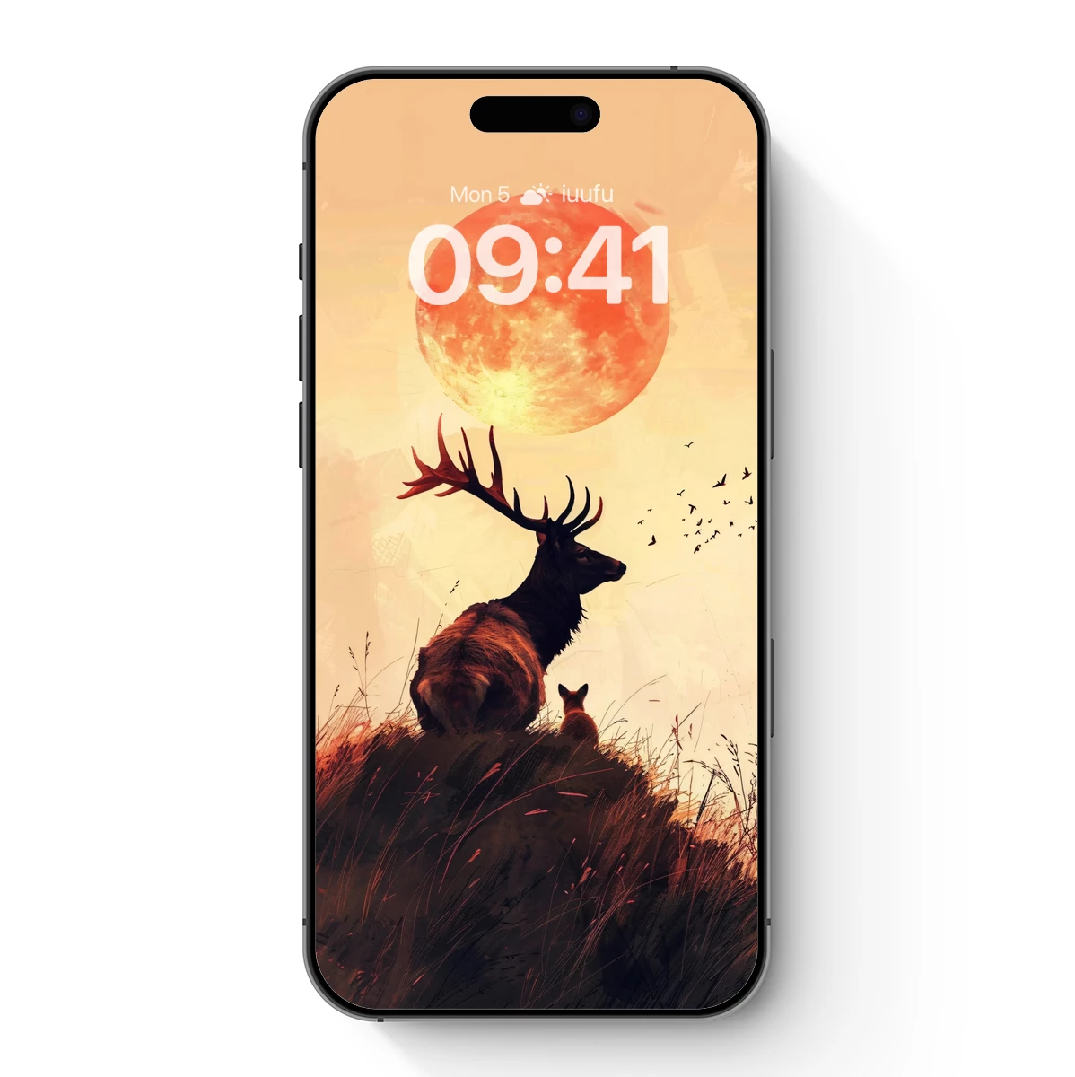 Deer Under the Crimson Moon: A Surreal Sunset Symphony