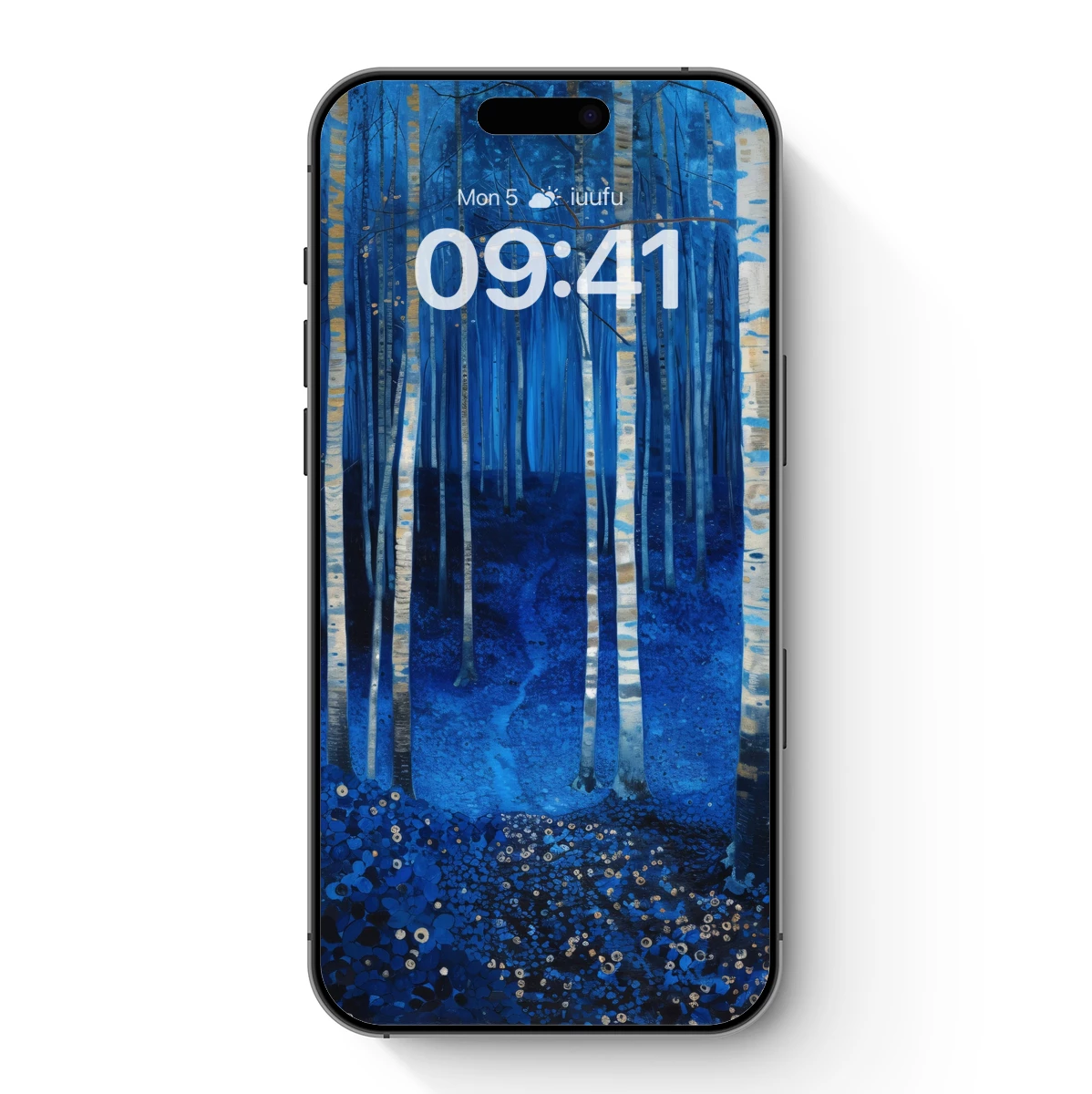 Enchanted Blue Forest: Birch Trees in Midnight Glow