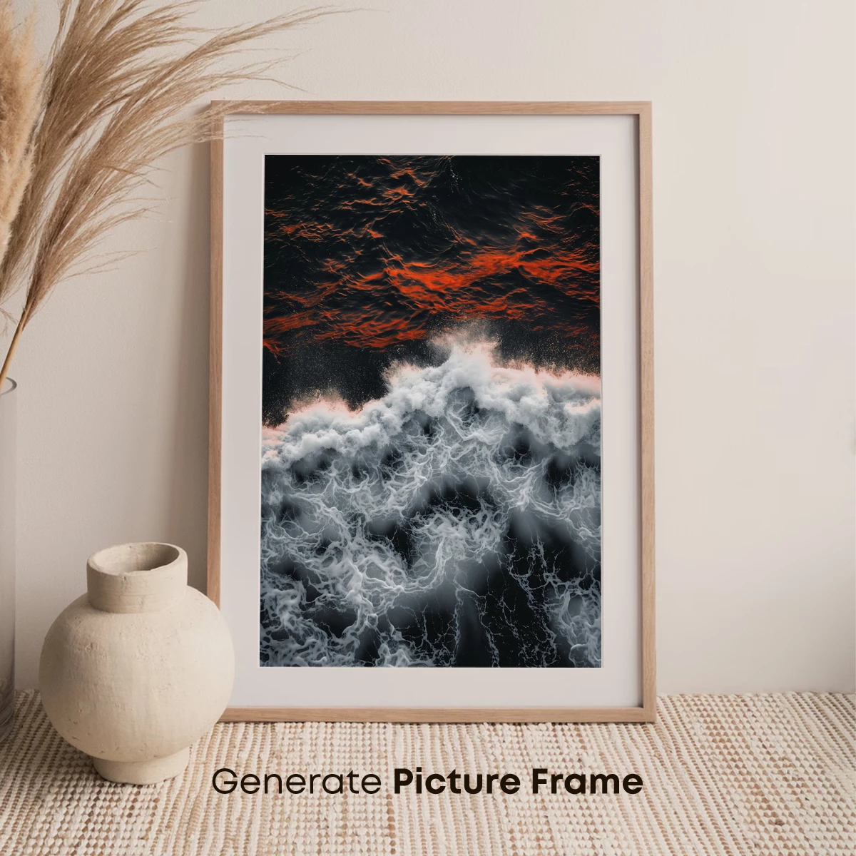 Crimson Tide: Stormy Ocean Waves at Sunset - Image 7