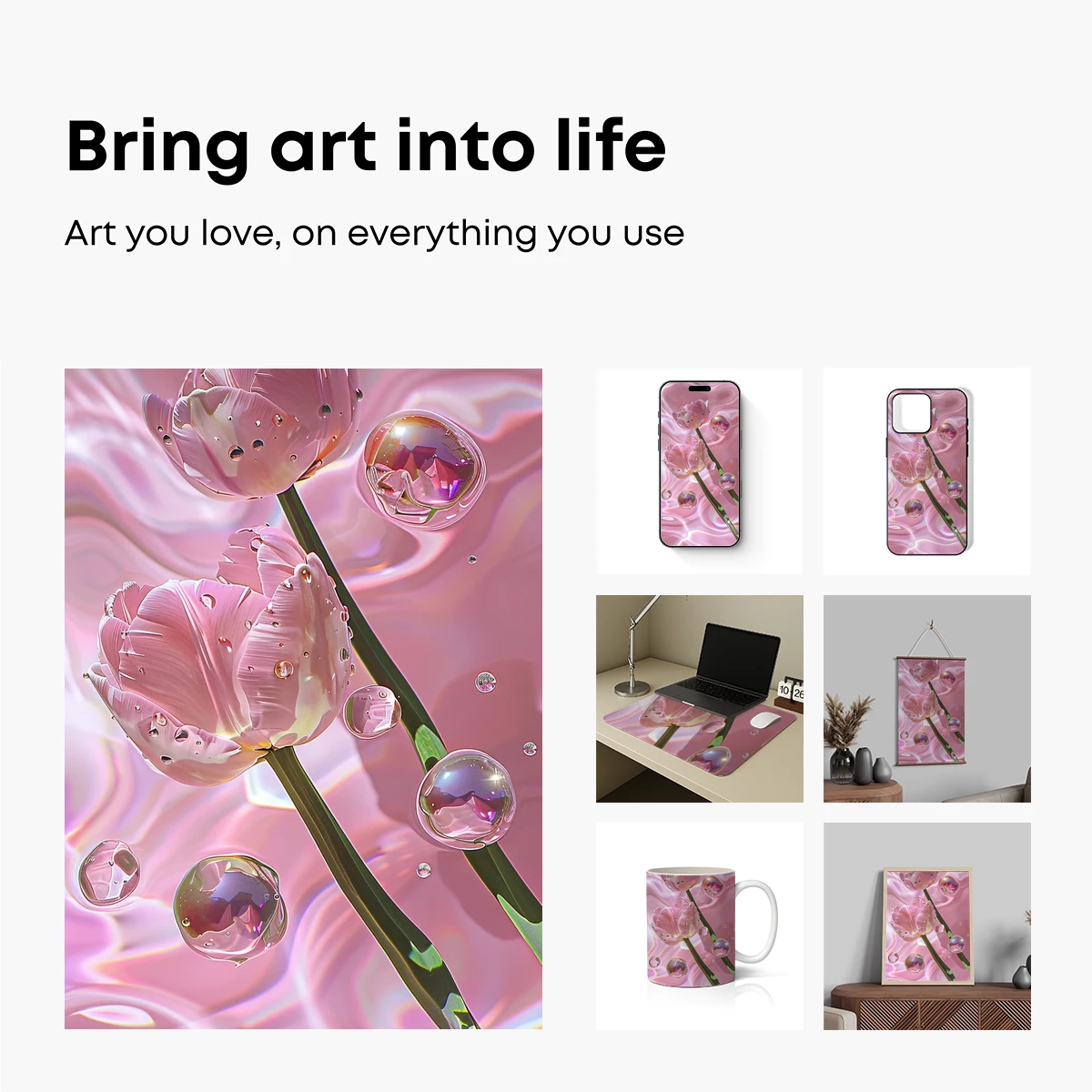 Crystal Tulips in Pink Elegance - Image 2