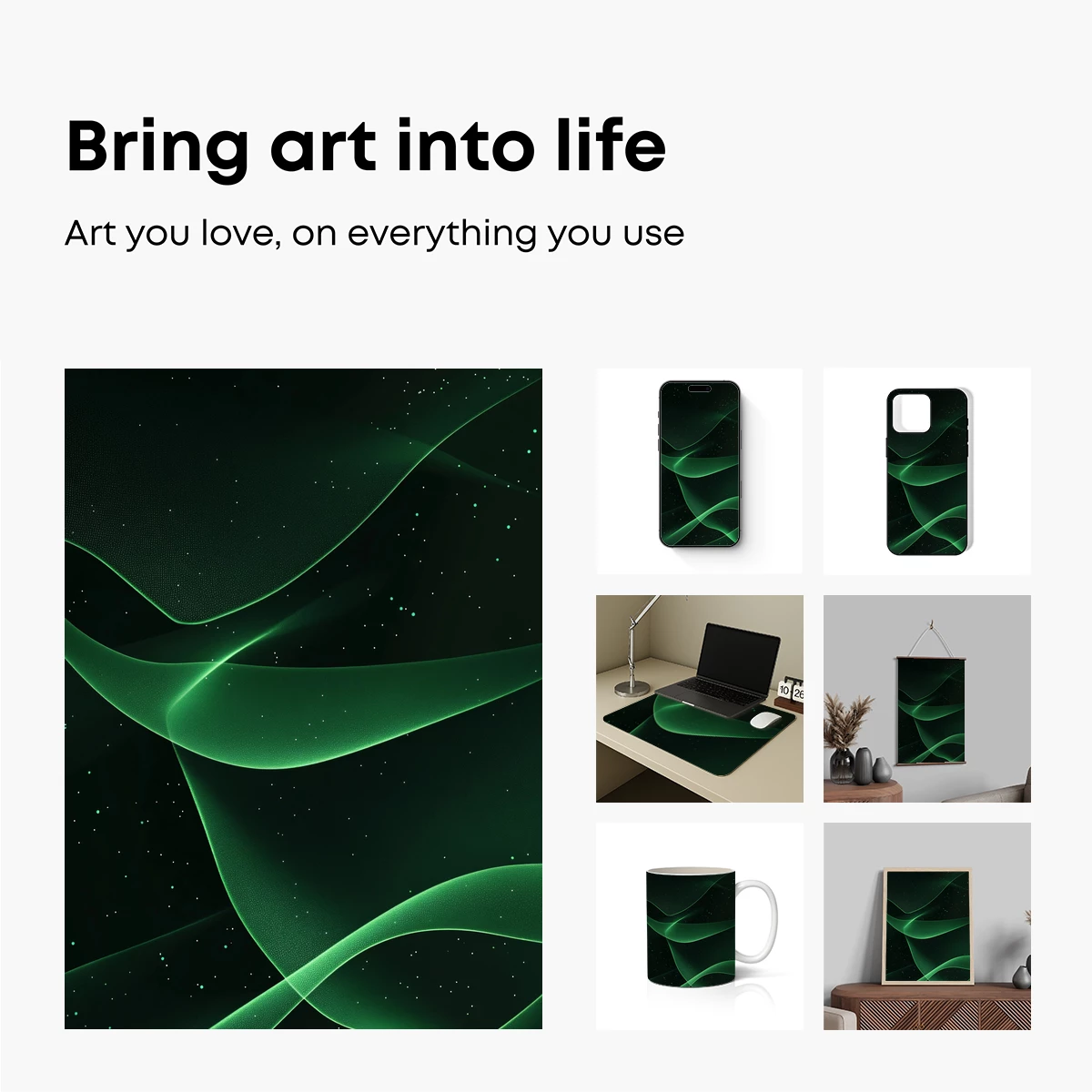 Ethereal Green Waves: A Digital Symphony of Flow - Image 2