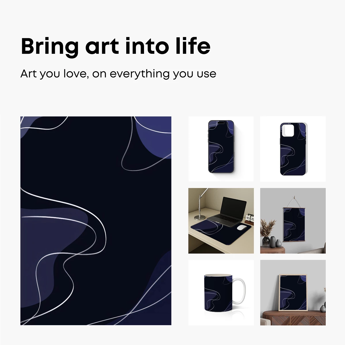 Ethereal Night Whispers: Wavy Lines in Midnight Hues - Image 2