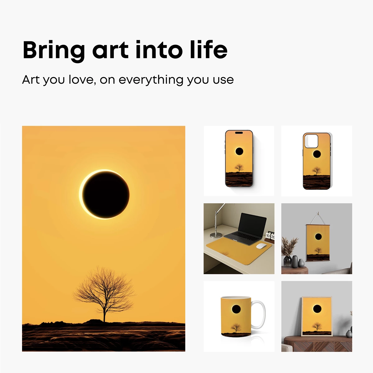 Eclipse Solitude: Lone Tree Under Celestial Shadow - Image 2