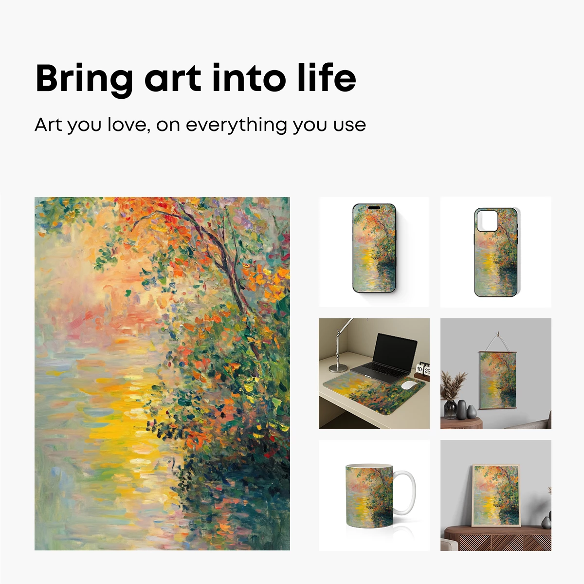 Impressionist River Glow: Autumn's Palette - Image 2