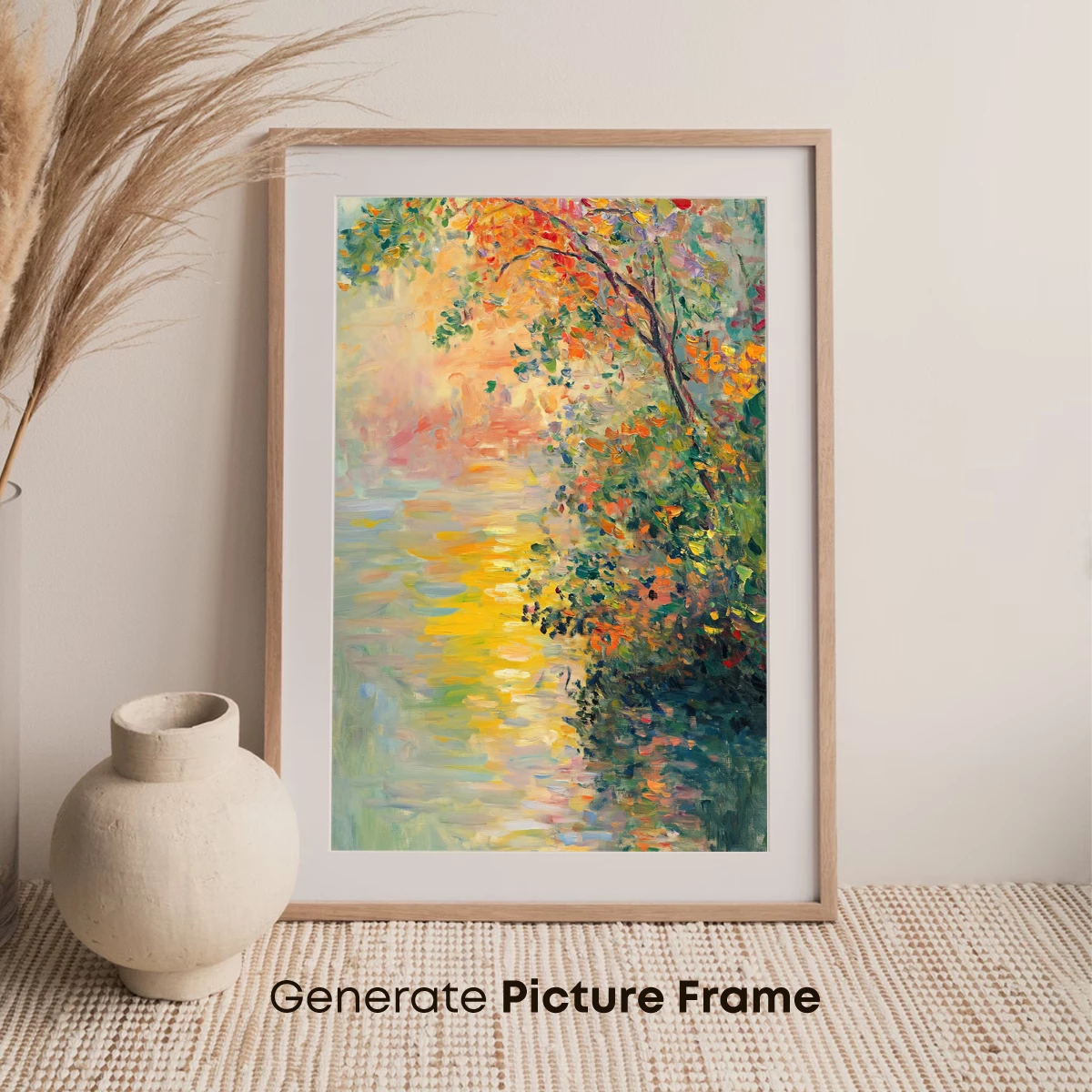 Impressionist River Glow: Autumn's Palette - Image 7
