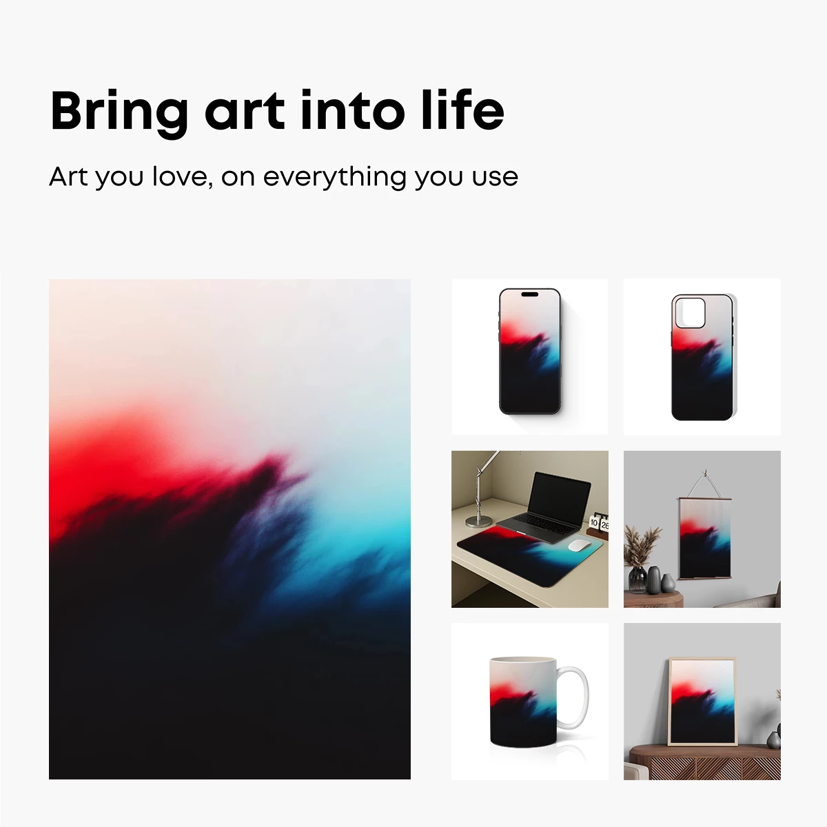 Blurred Dawn: Red and Blue Abstract Fusion - Image 2