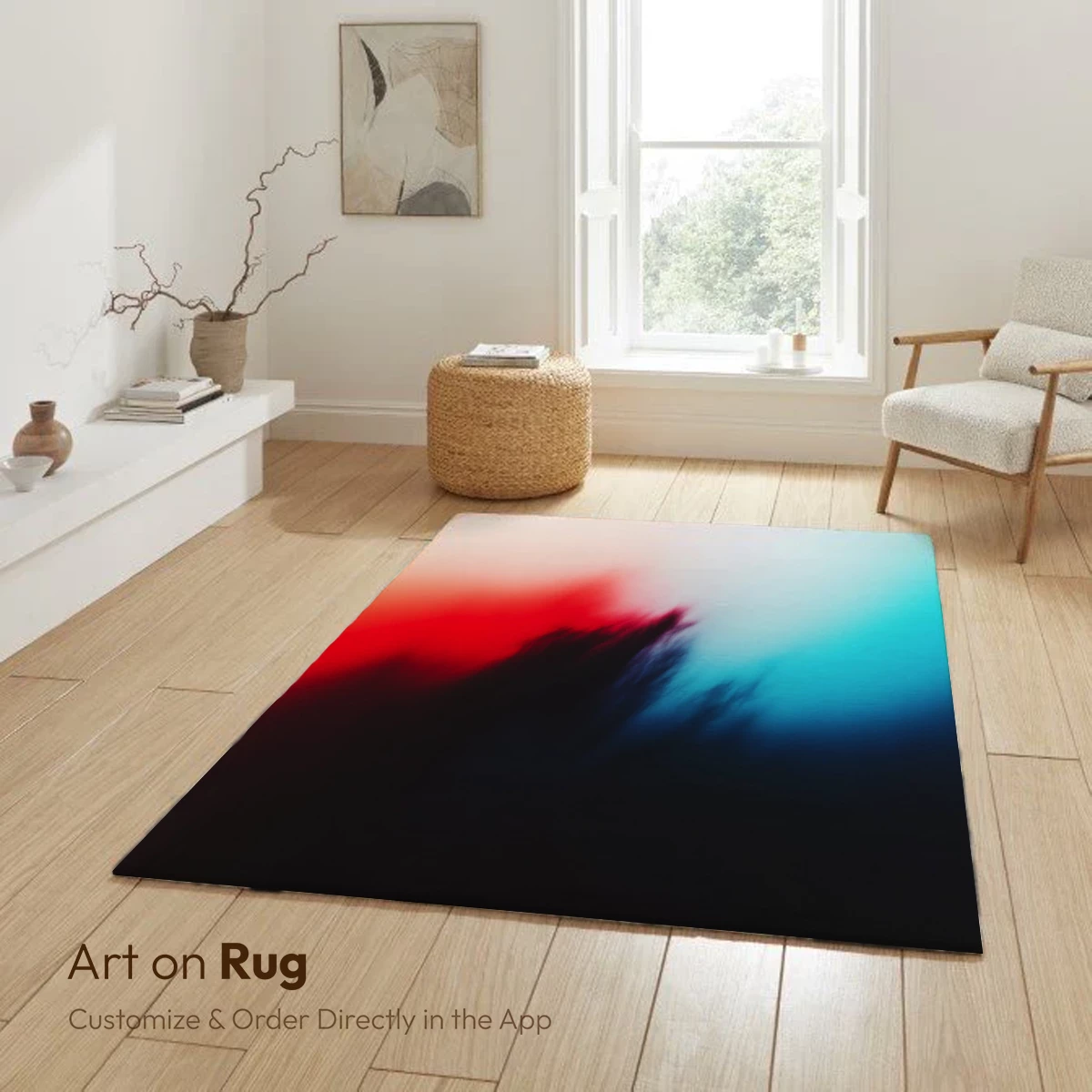Blurred Dawn: Red and Blue Abstract Fusion - Image 6