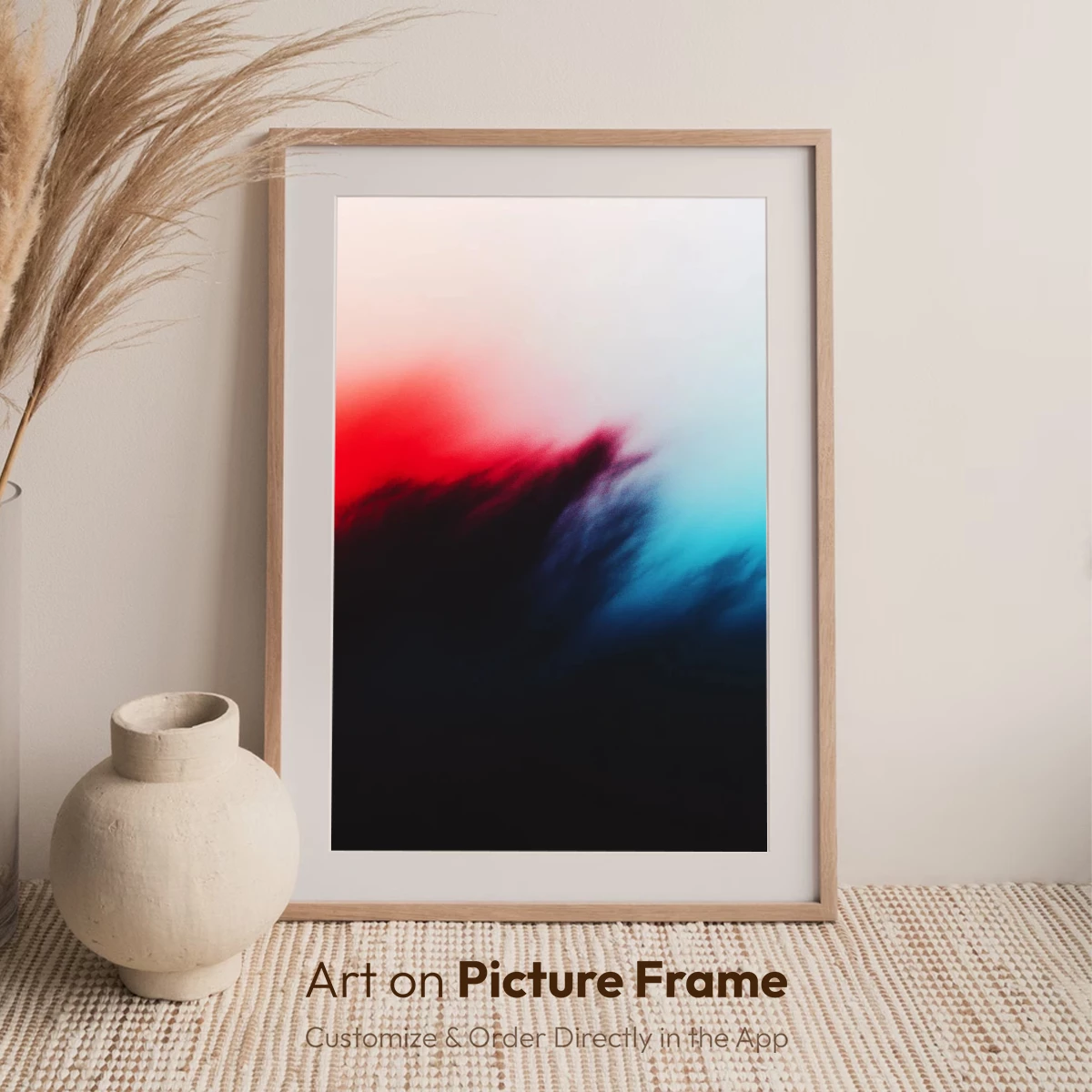Blurred Dawn: Red and Blue Abstract Fusion - Image 7