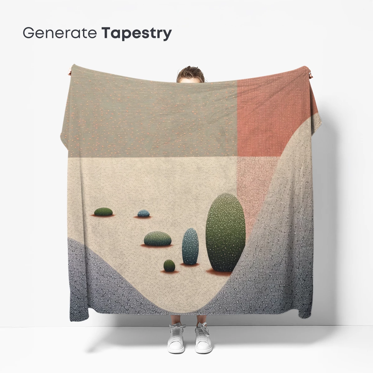 Desert Solitude: Cacti in Abstract Sands - Image 5