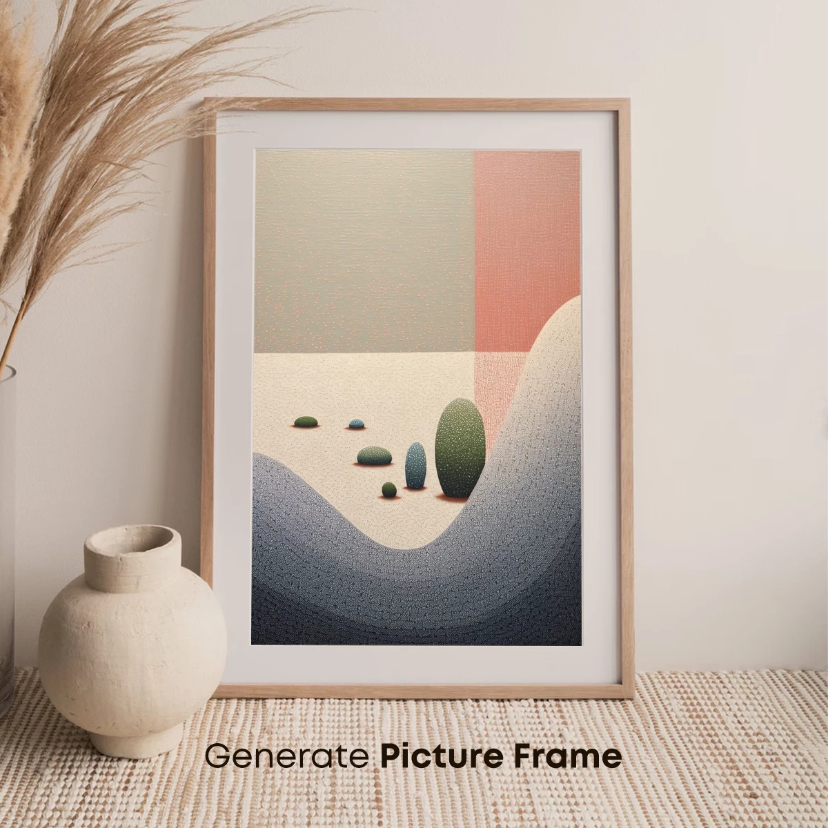 Desert Solitude: Cacti in Abstract Sands - Image 7