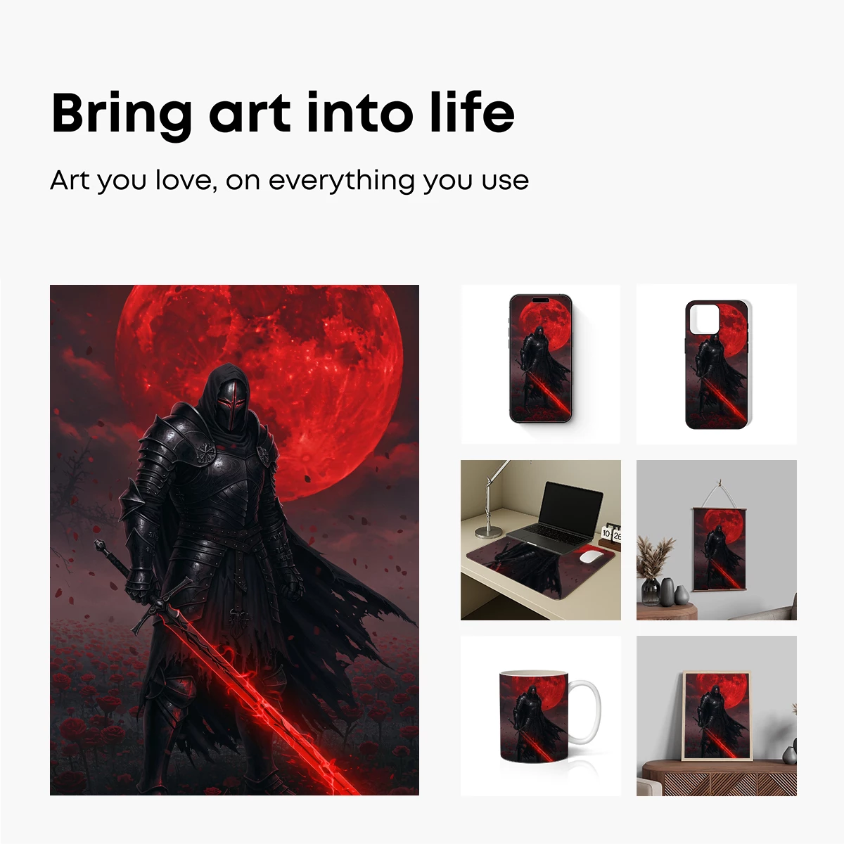 Knight of the Crimson Moon: Gothic Fantasy Art - Image 2