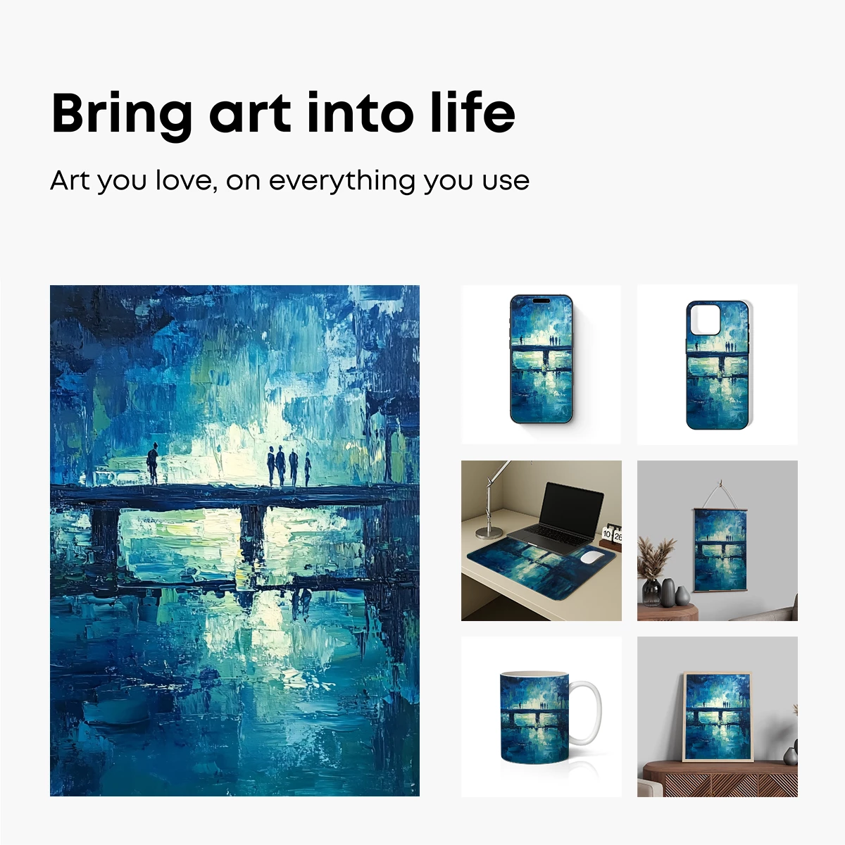 Bridge of Solitude: Blue Twilight Reflections - Image 2