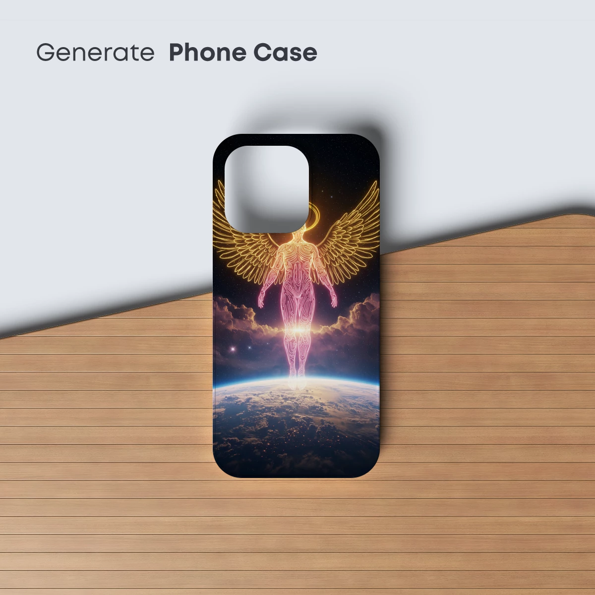 Celestial Guardian: Neon Angel Over Earth - Image 3