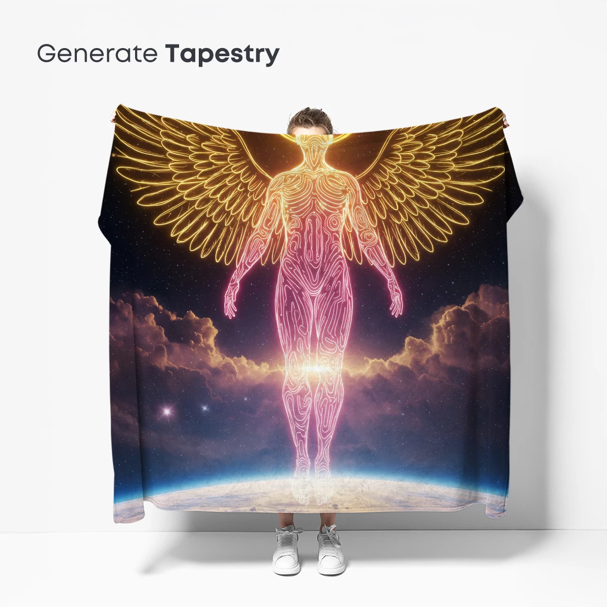 Celestial Guardian: Neon Angel Over Earth - Image 5