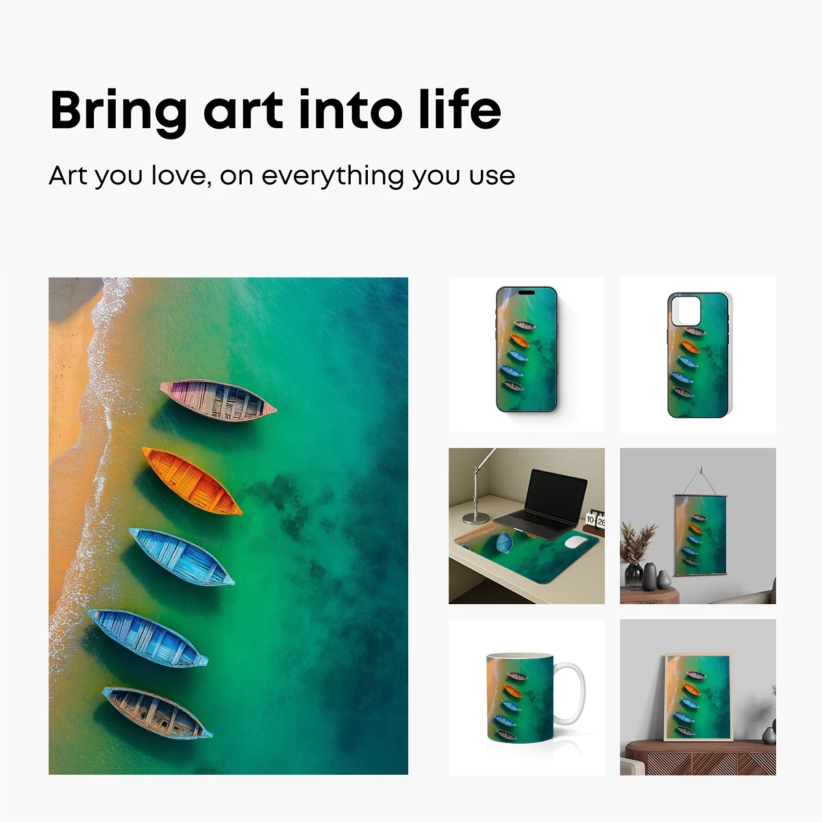 Colorful Canoes on Turquoise Shores - Image 2