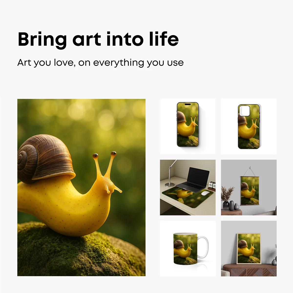 Golden Snail on Mossy Rock: Nature's Whimsical Wonder - Image 2
