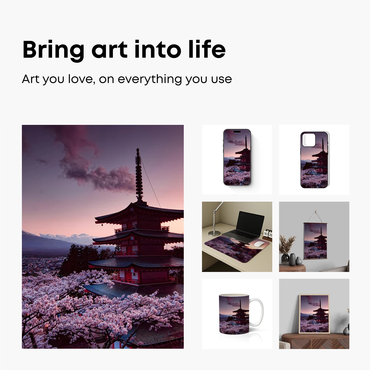 Cherry Blossoms at Dawn: A Pagoda's Serene Elegance - Image 2