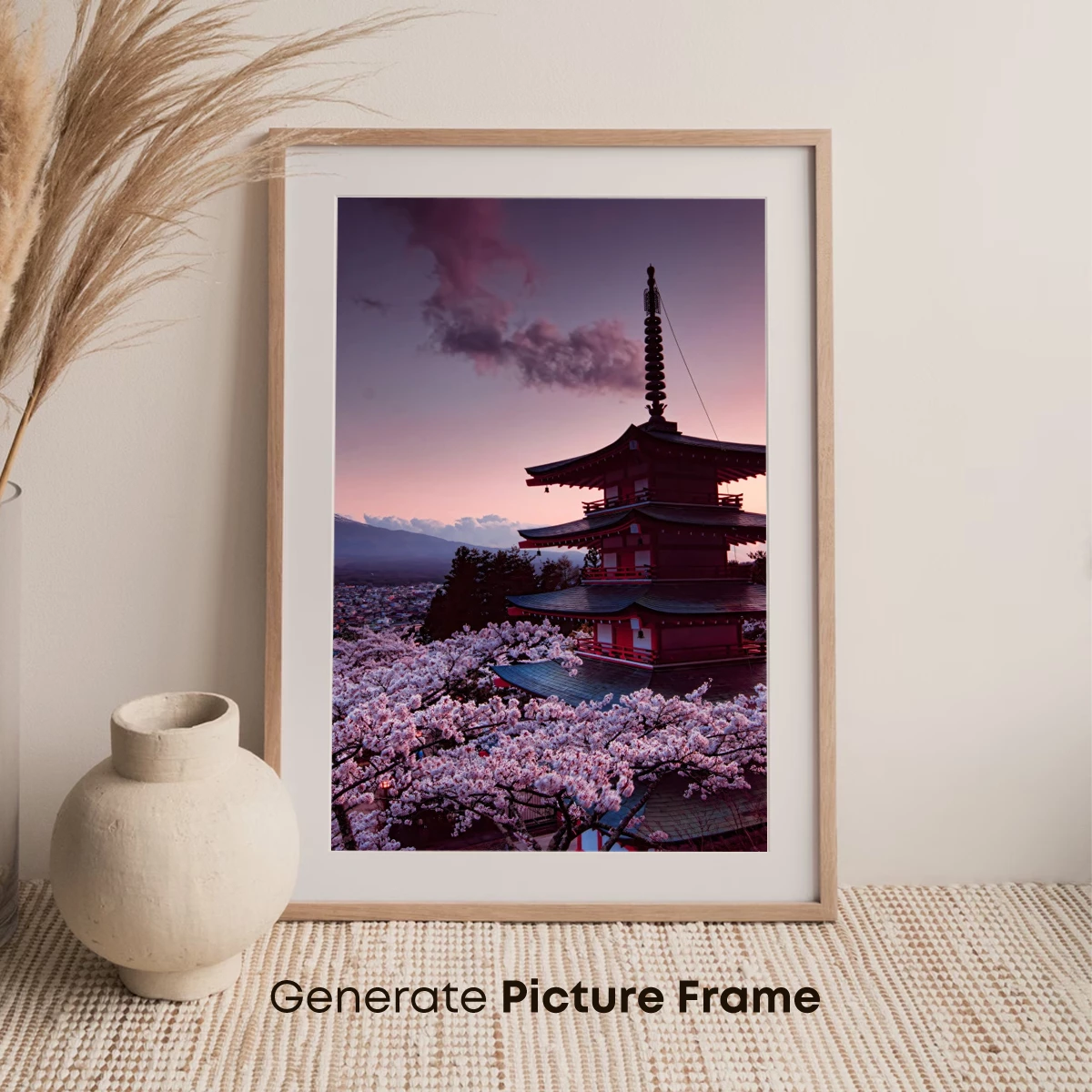 Cherry Blossoms at Dawn: A Pagoda's Serene Elegance - Image 7