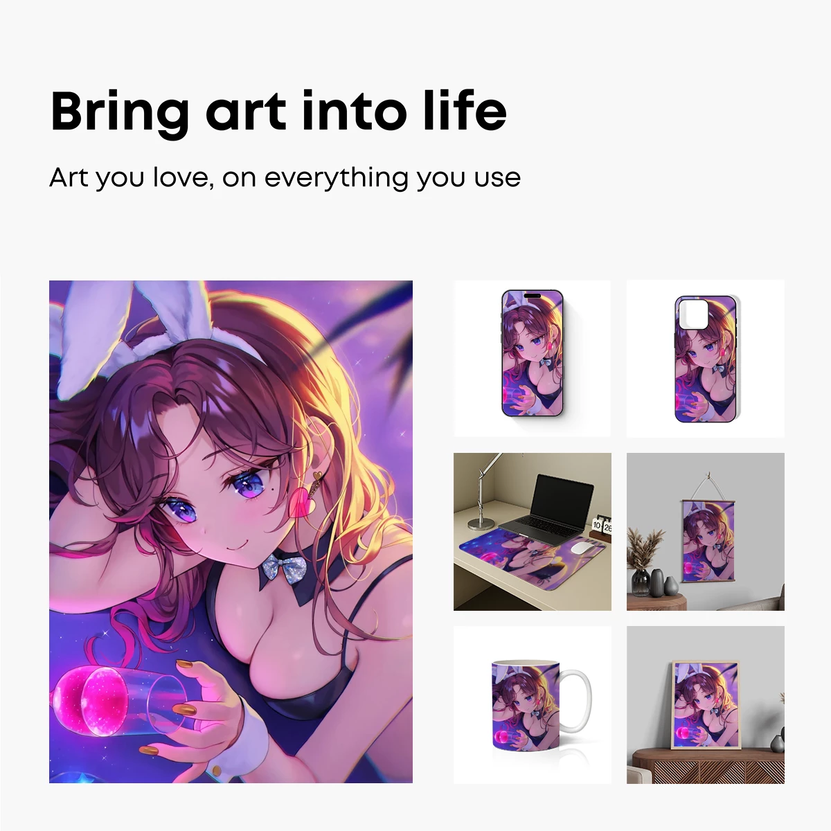 Enchanted Bunny Girl in Neon Fantasy - Image 2