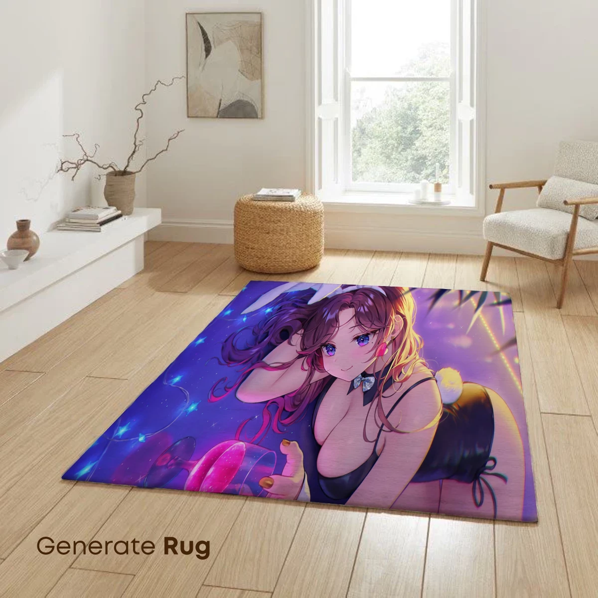 Enchanted Bunny Girl in Neon Fantasy - Image 6