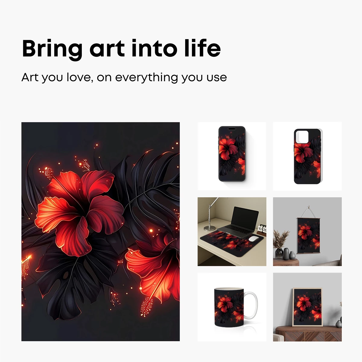 Glowing Hibiscus: Dark Elegance in Bloom - Image 2