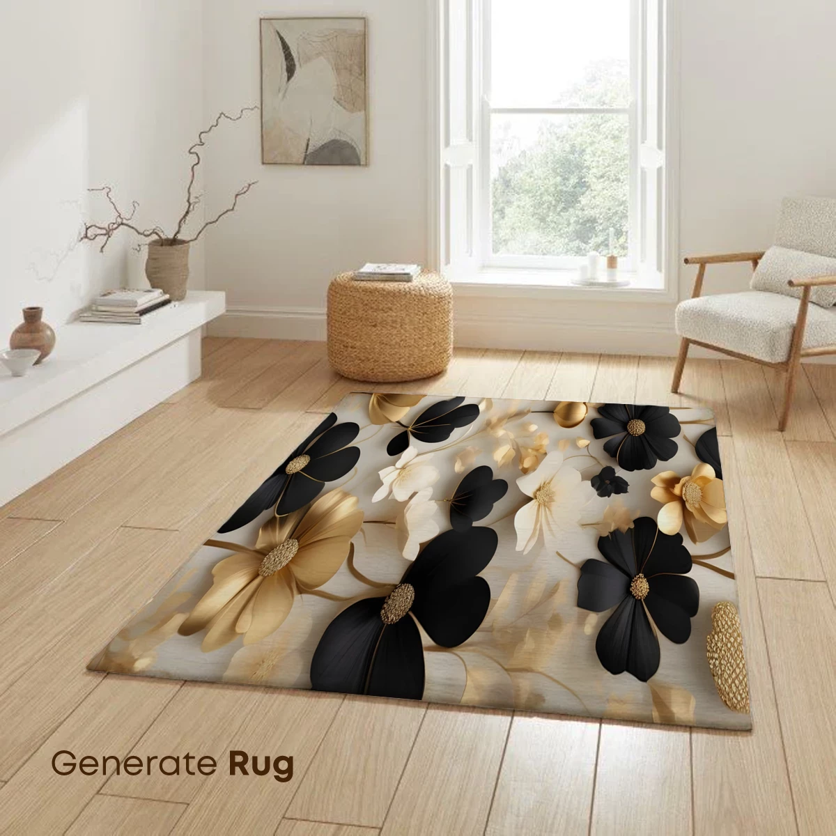 Elegant Black & Gold Floral Symphony - Image 6