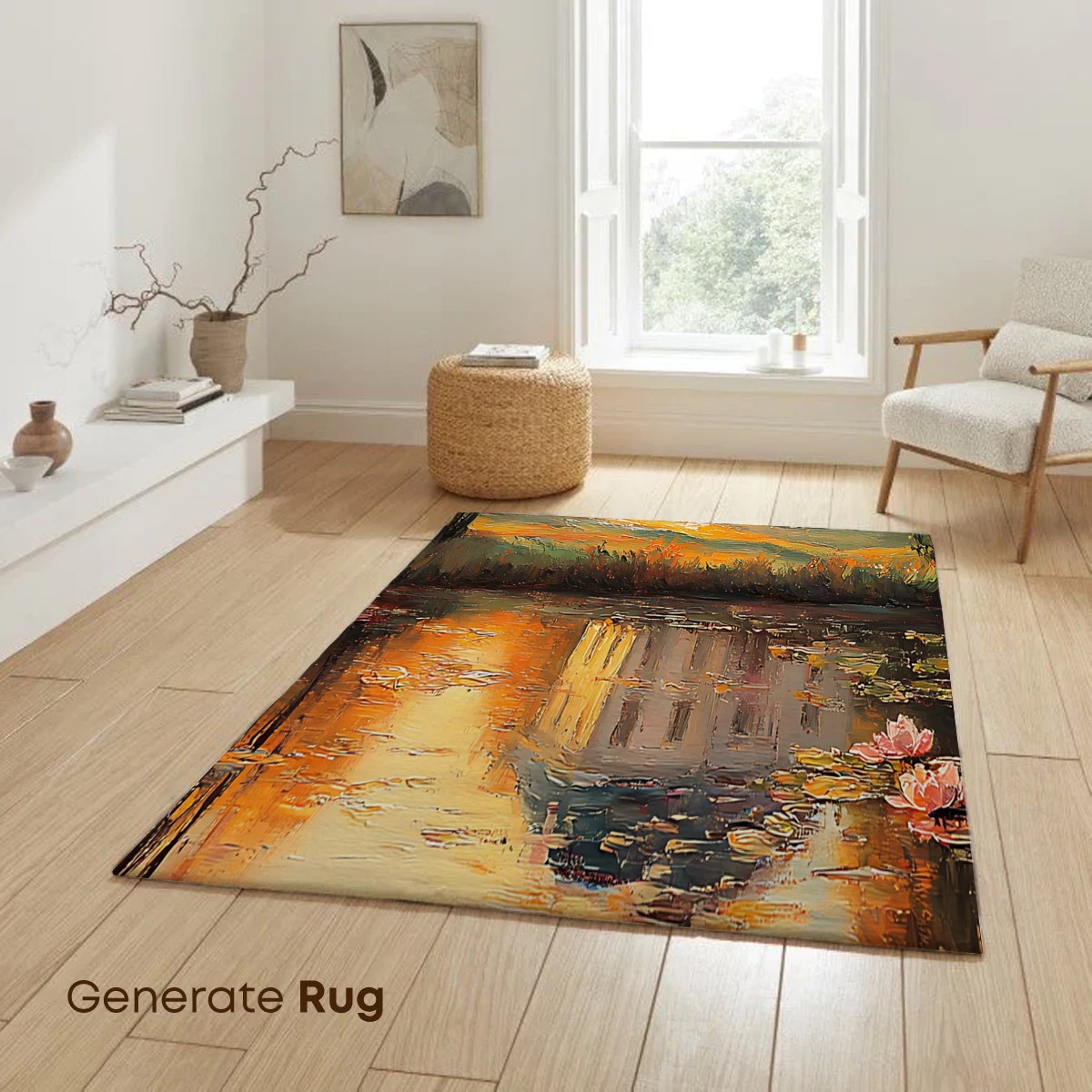 Autumnal Reflections: Serene House by the Pond - Image 6