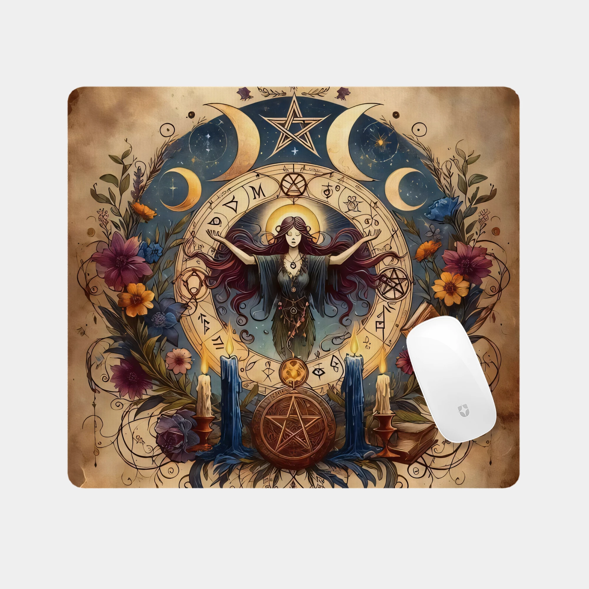 Mystic Goddess Illustration Glass mouse pad