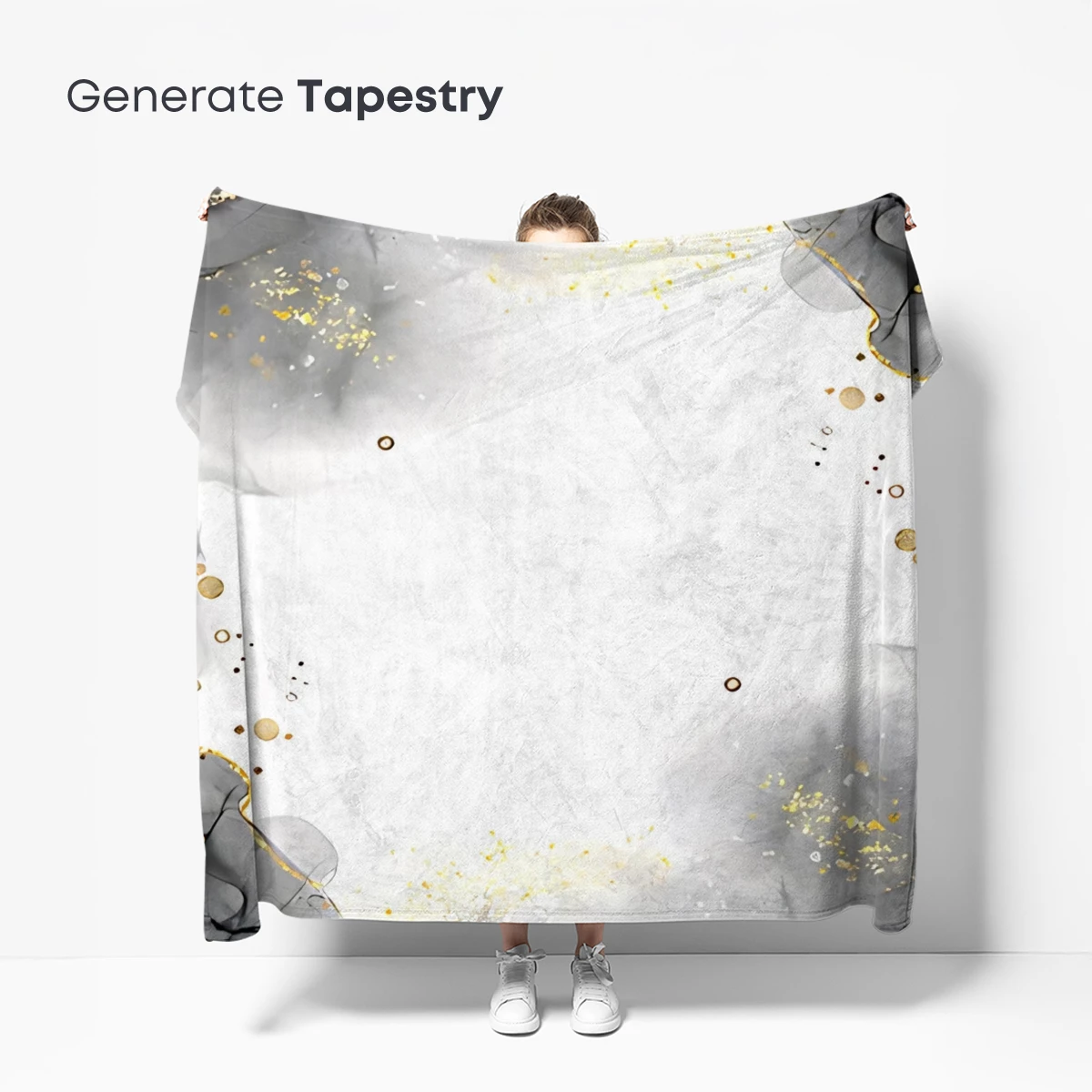 Ethereal Ink Dance: Golden Flecks in Monochrome Flow - Image 5