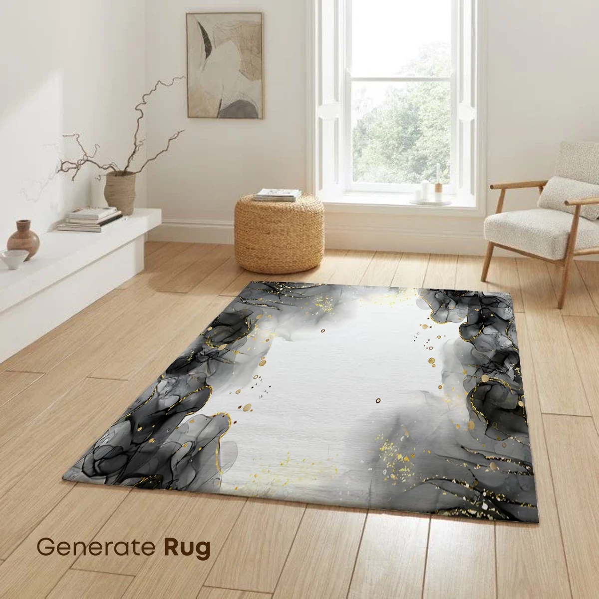 Ethereal Ink Dance: Golden Flecks in Monochrome Flow - Image 6