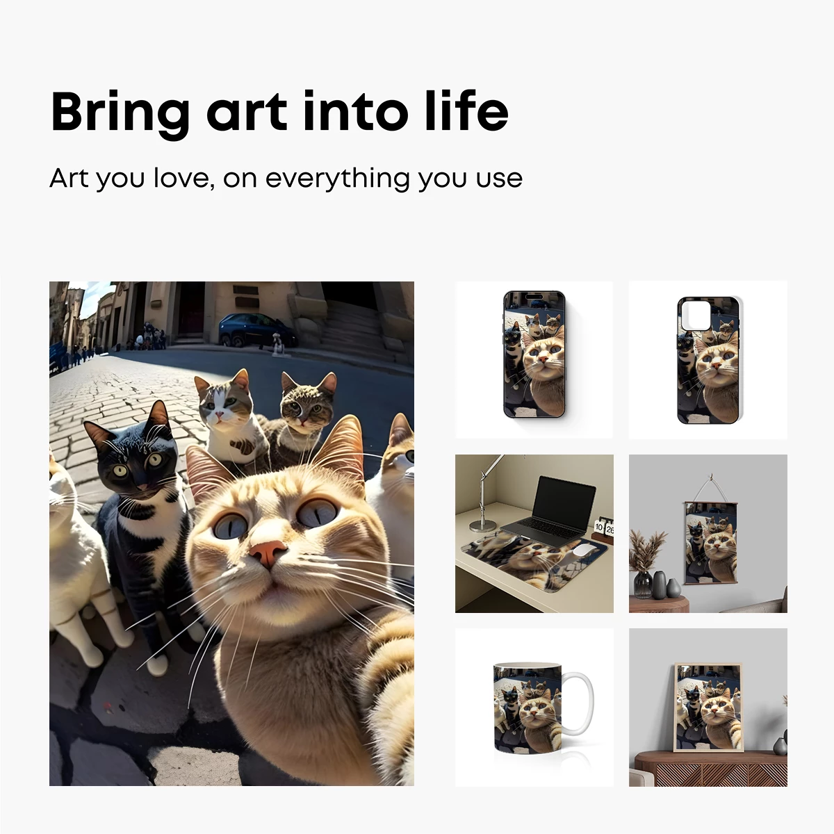 Feline Selfie Squad: Quirky Cats in Urban Charm - Image 2