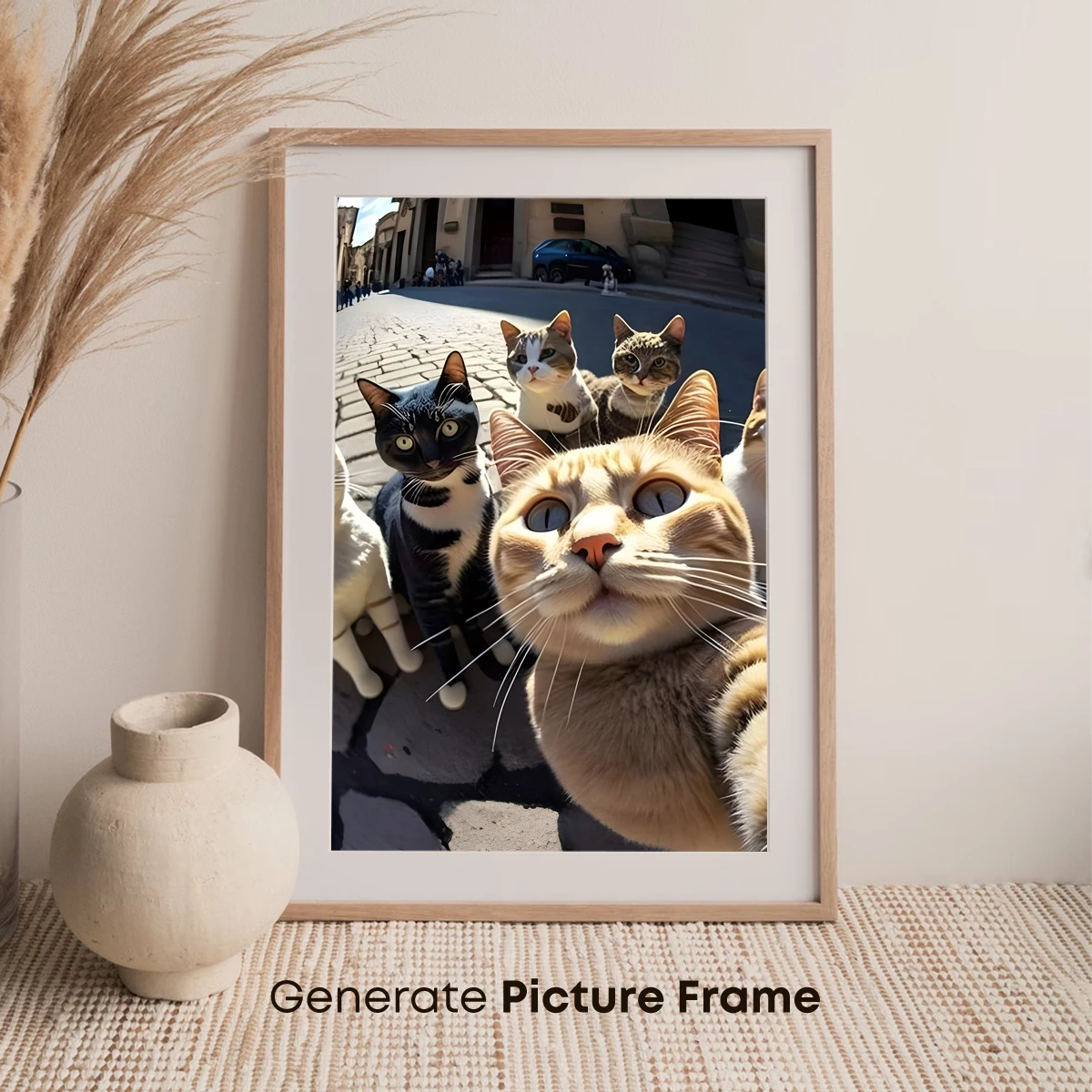 Feline Selfie Squad: Quirky Cats in Urban Charm - Image 7