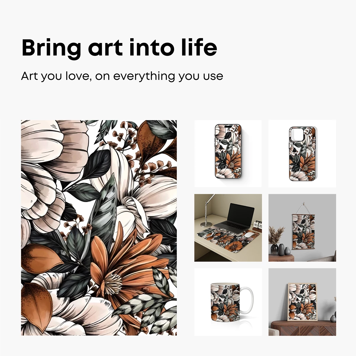 Autumnal Floral Symphony: Warm Tones and Intricate Patterns - Image 2