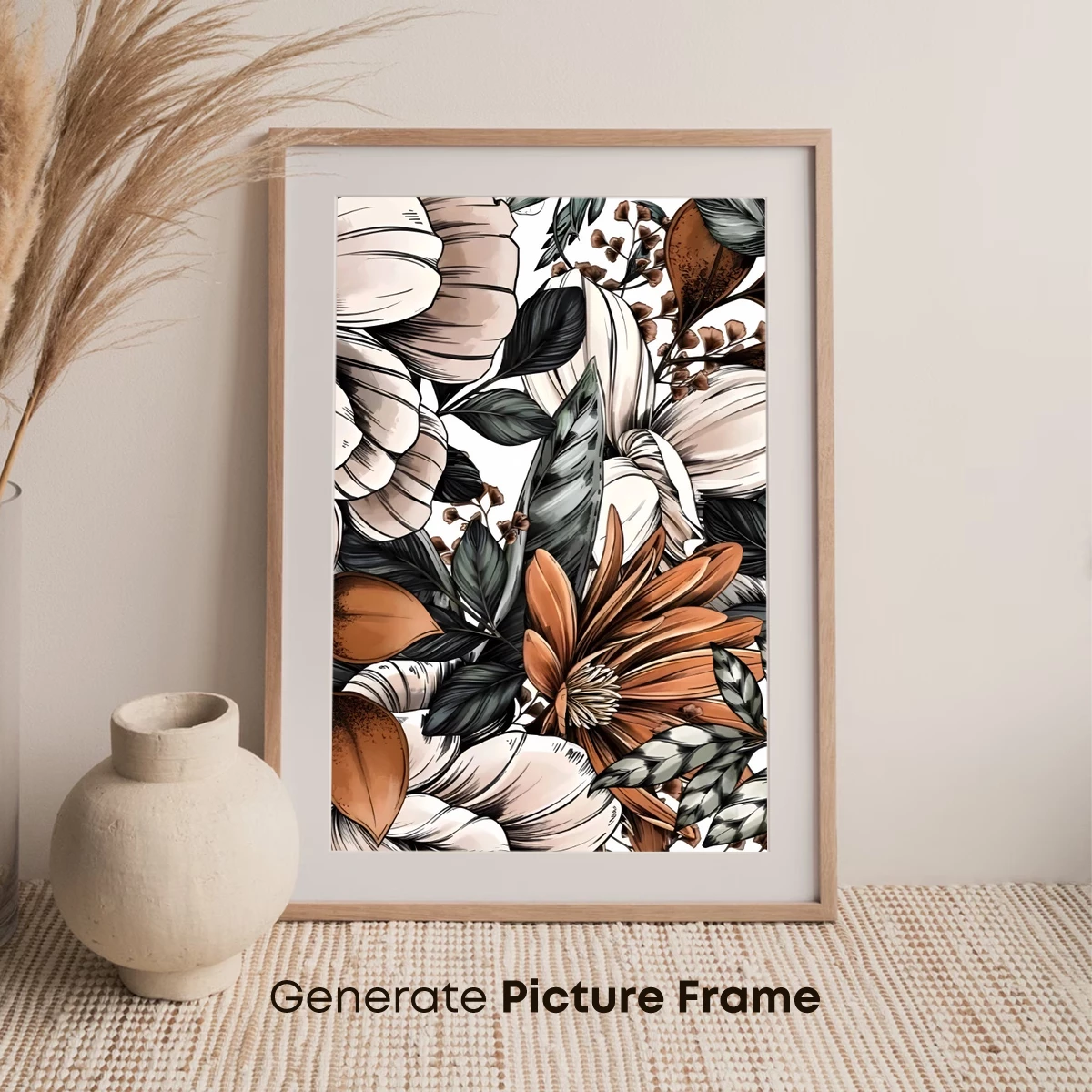 Autumnal Floral Symphony: Warm Tones and Intricate Patterns - Image 7