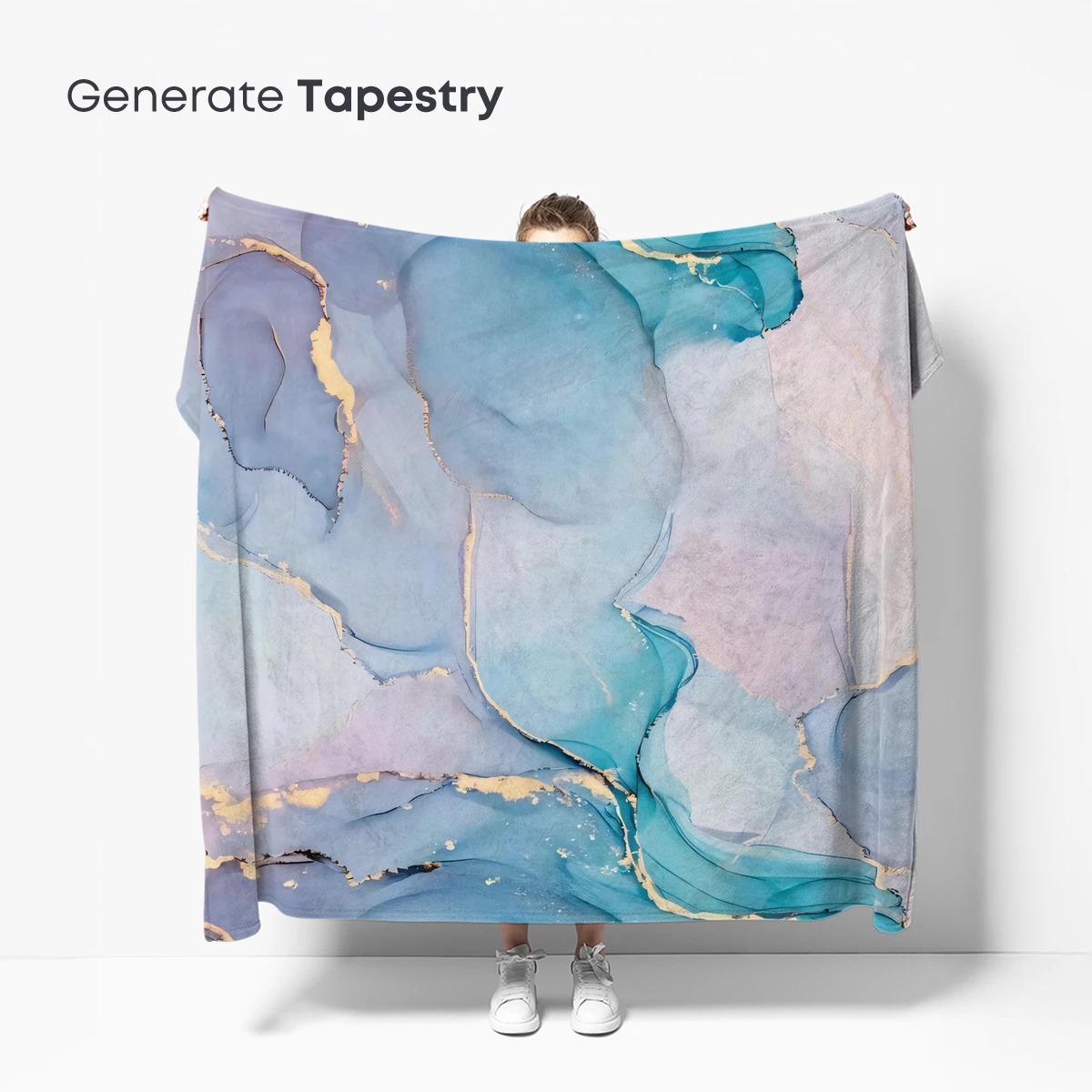 Ethereal Marble Flow: Aqua and Gold Fusion - Image 5