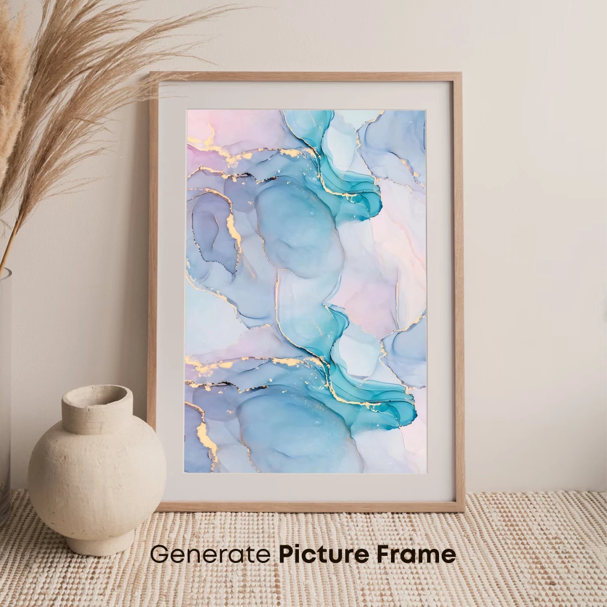 Ethereal Marble Flow: Aqua and Gold Fusion - Image 7