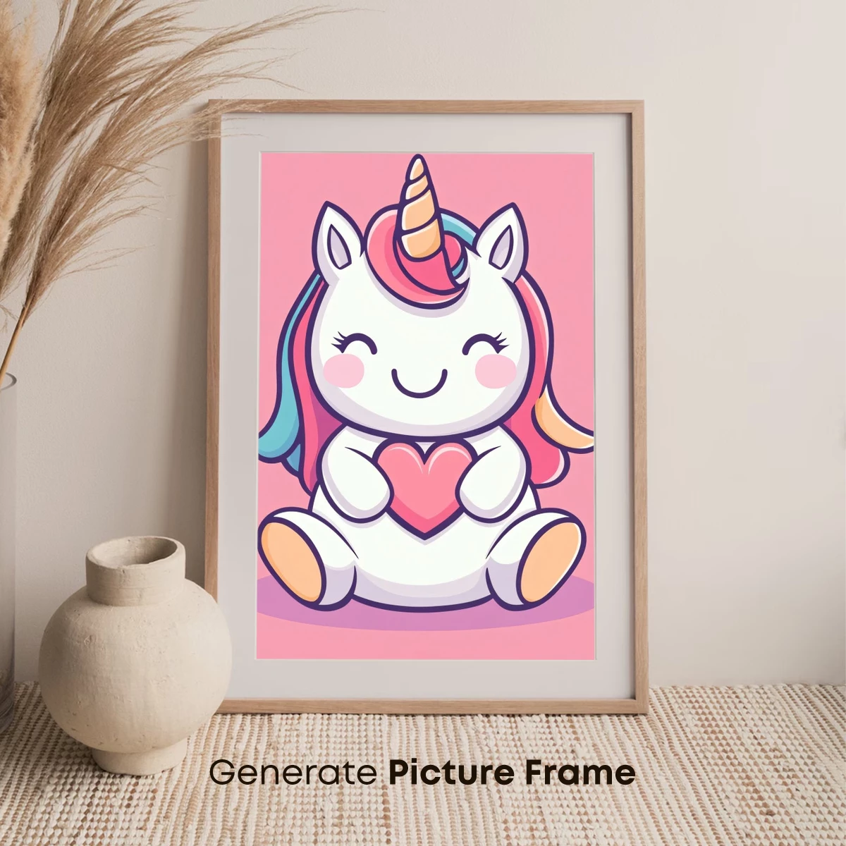 Cuddly Unicorn with Heart: Kawaii Cartoon Charm - Image 7