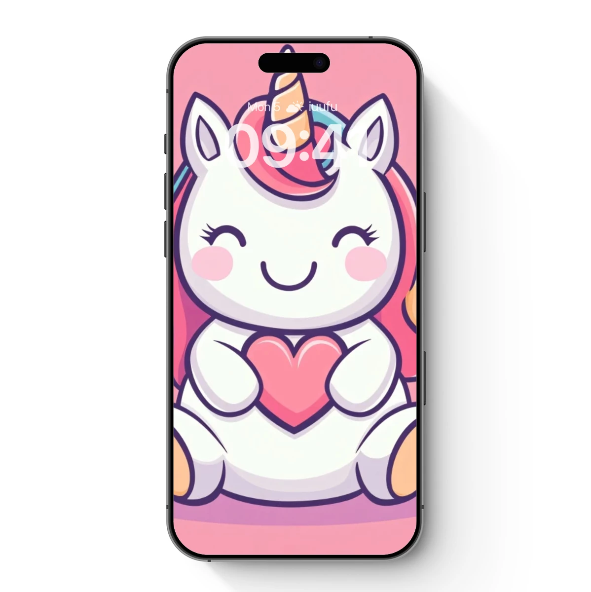 Cuddly Unicorn with Heart: Kawaii Cartoon Charm
