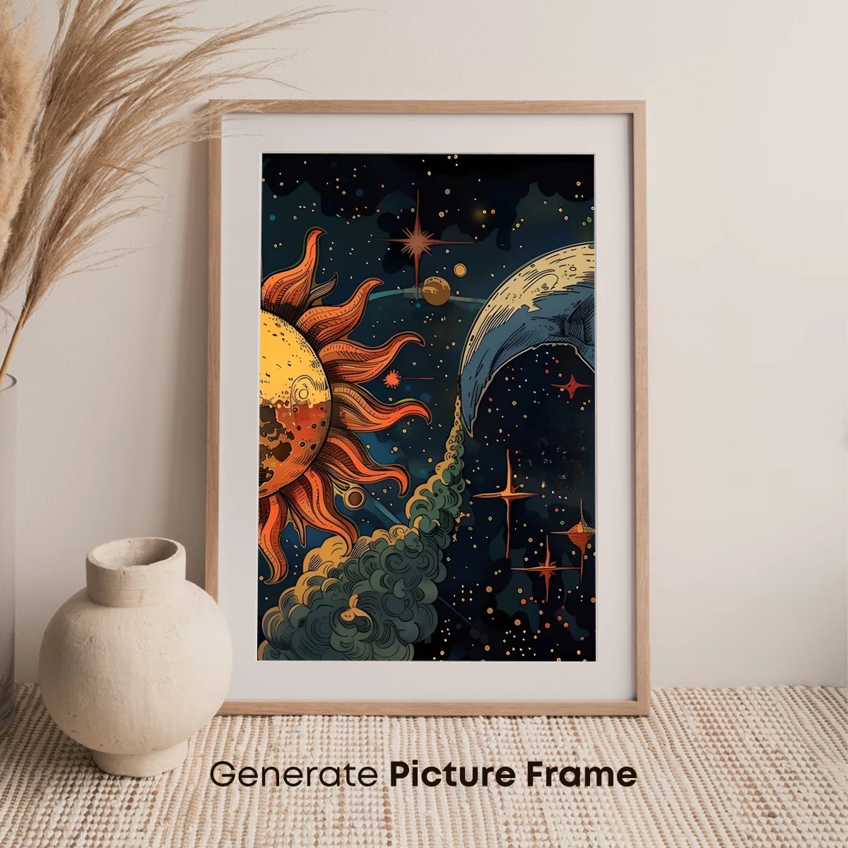 Celestial Dance: Sun and Moon in Cosmic Harmony - Image 7